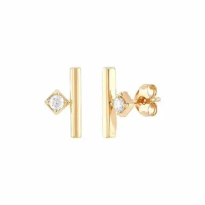 Diamond Set Bar Earrings