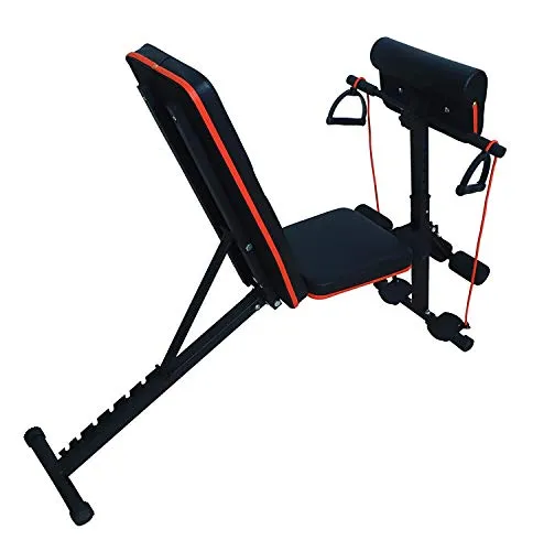 DOLPHY Adjustable Weight Bench for Full Body Workout, Foldable Flat/Incline/Decline Home Gym Exercise Sit up Bench (Red and Black) 100 kg