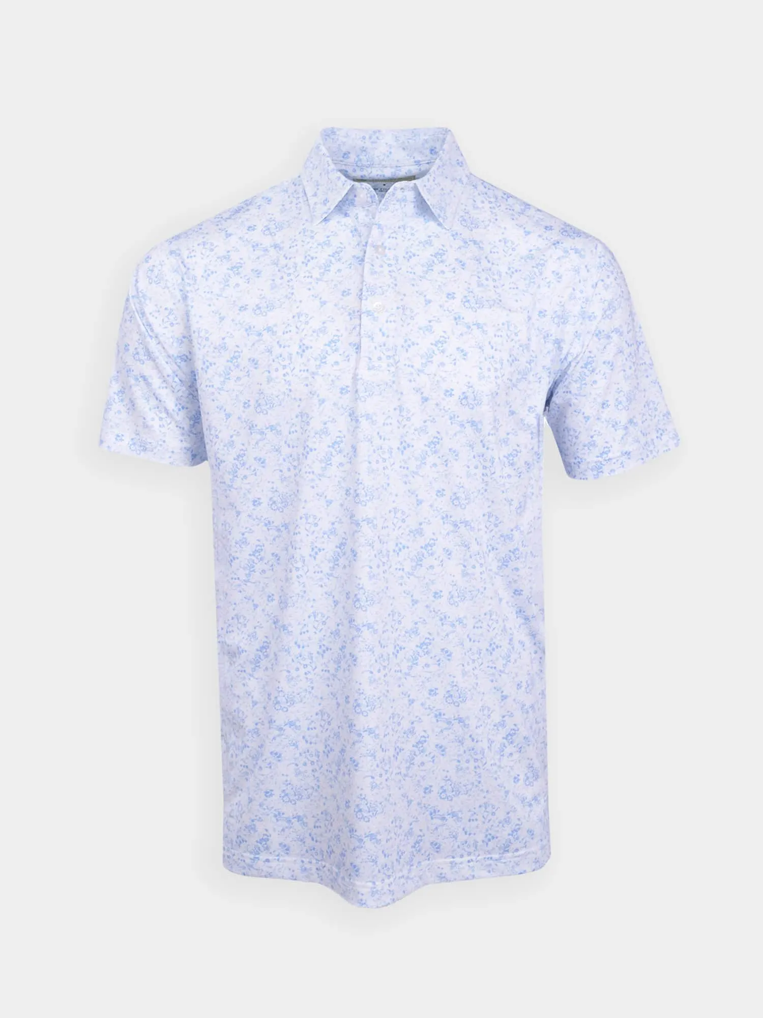 Donald Ross Classic Fit Mens Flowers in the Wind Polo - WHITE/ICE LAKE