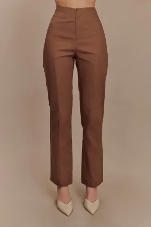 Dora Linen Straight Leg Pant - Cacao Brown