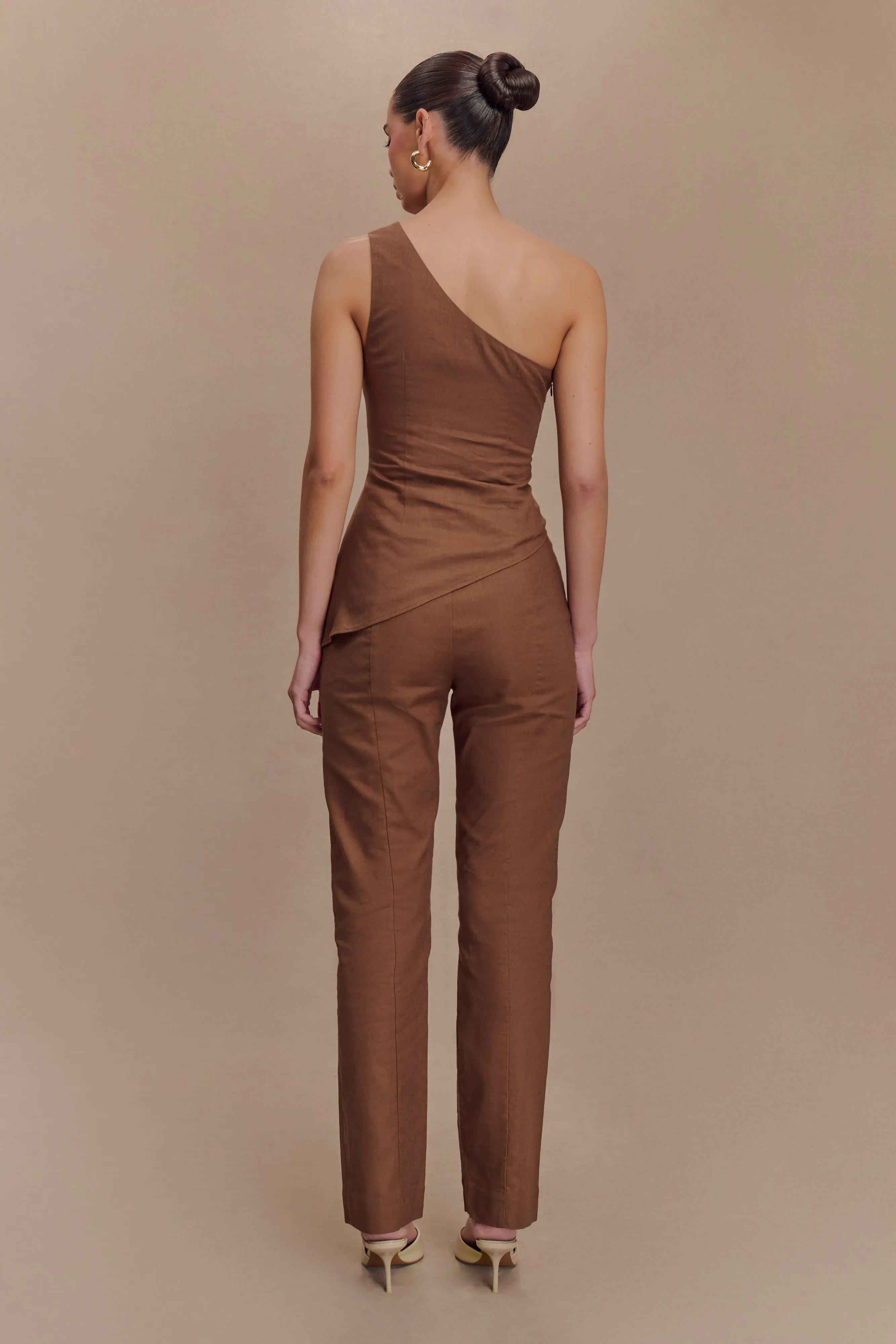 Dora Linen Straight Leg Pant - Cacao Brown