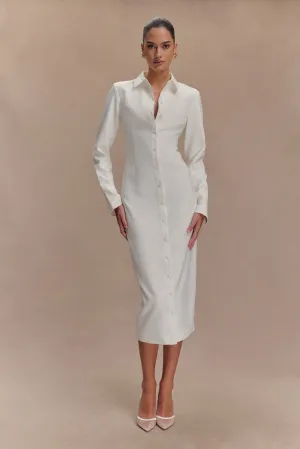 Dorian Fitted Shirt Midi Dress - White