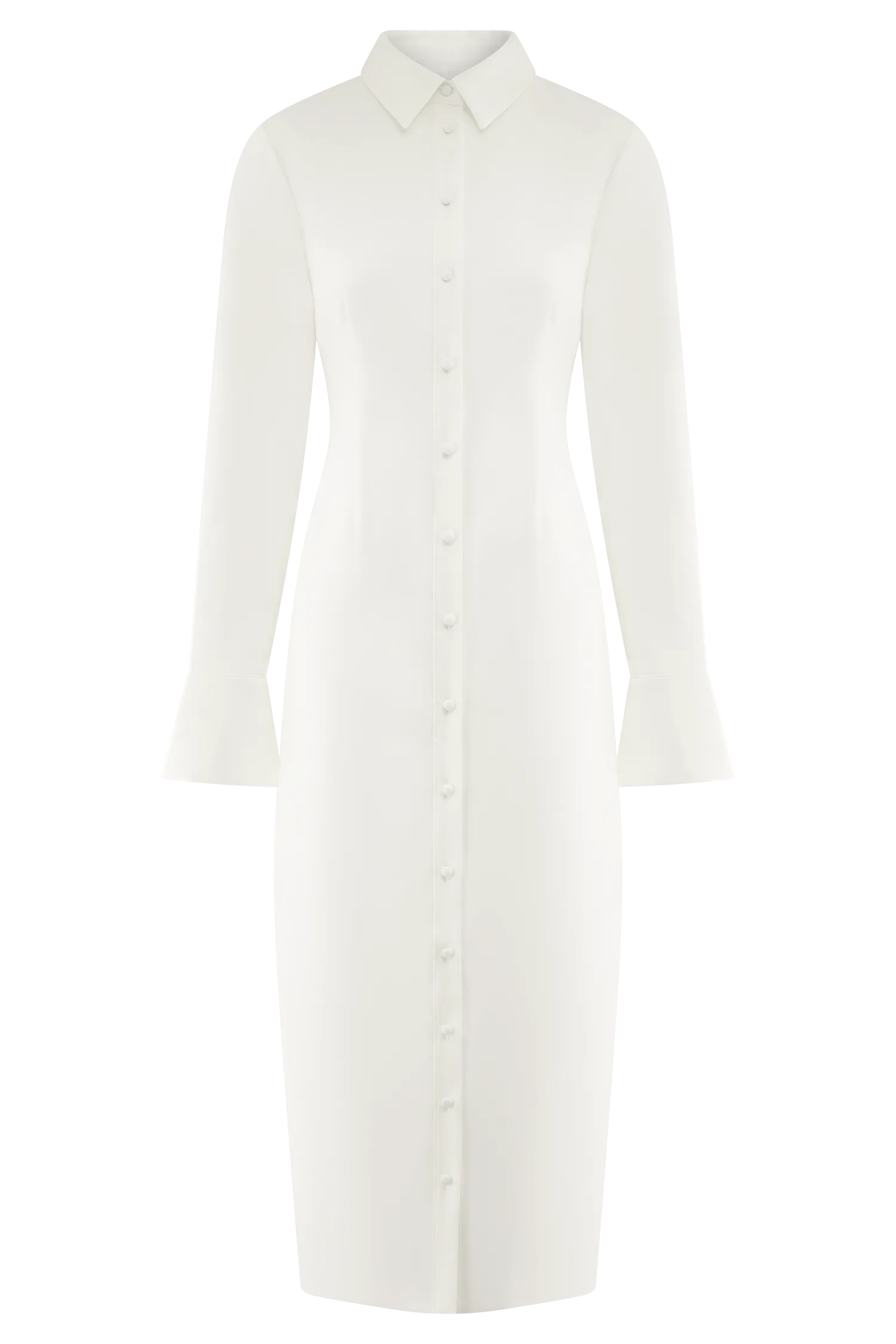 Dorian Fitted Shirt Midi Dress - White