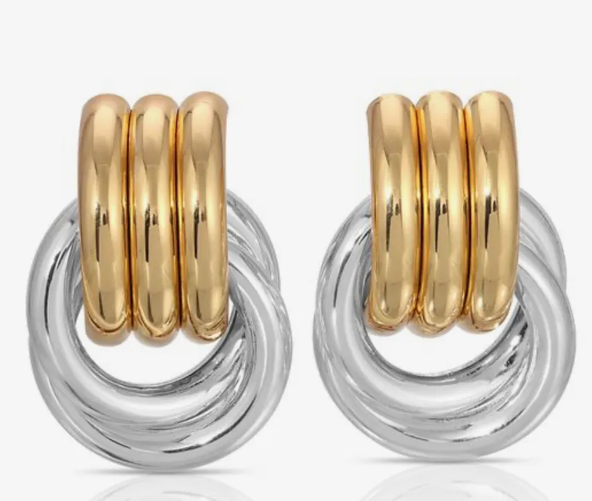 Double Knotted- Door Knocker- Two Tone Earring: Two tone NON TARNISH