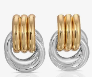 Double Knotted- Door Knocker- Two Tone Earring: Two tone NON TARNISH
