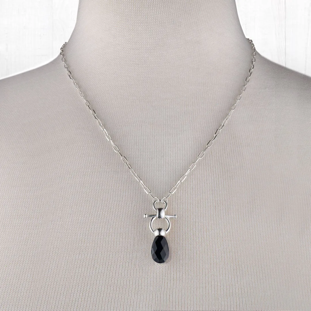 Droplette - Snaffle Bit Black Onyx Stone and Sterling Silver Earring