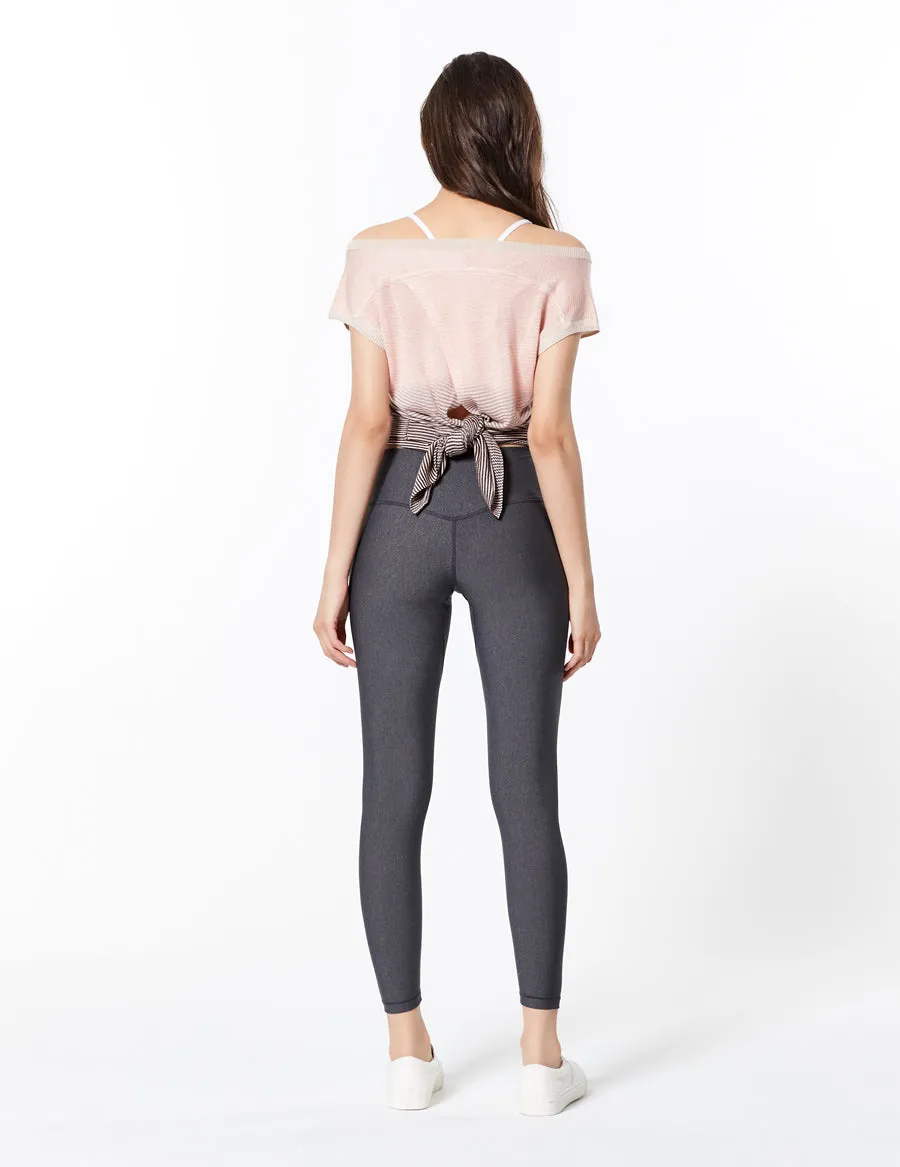 easyoga LESPIRO Glossy Slim Tights1 - X08 Black Hemp Gray/Gray