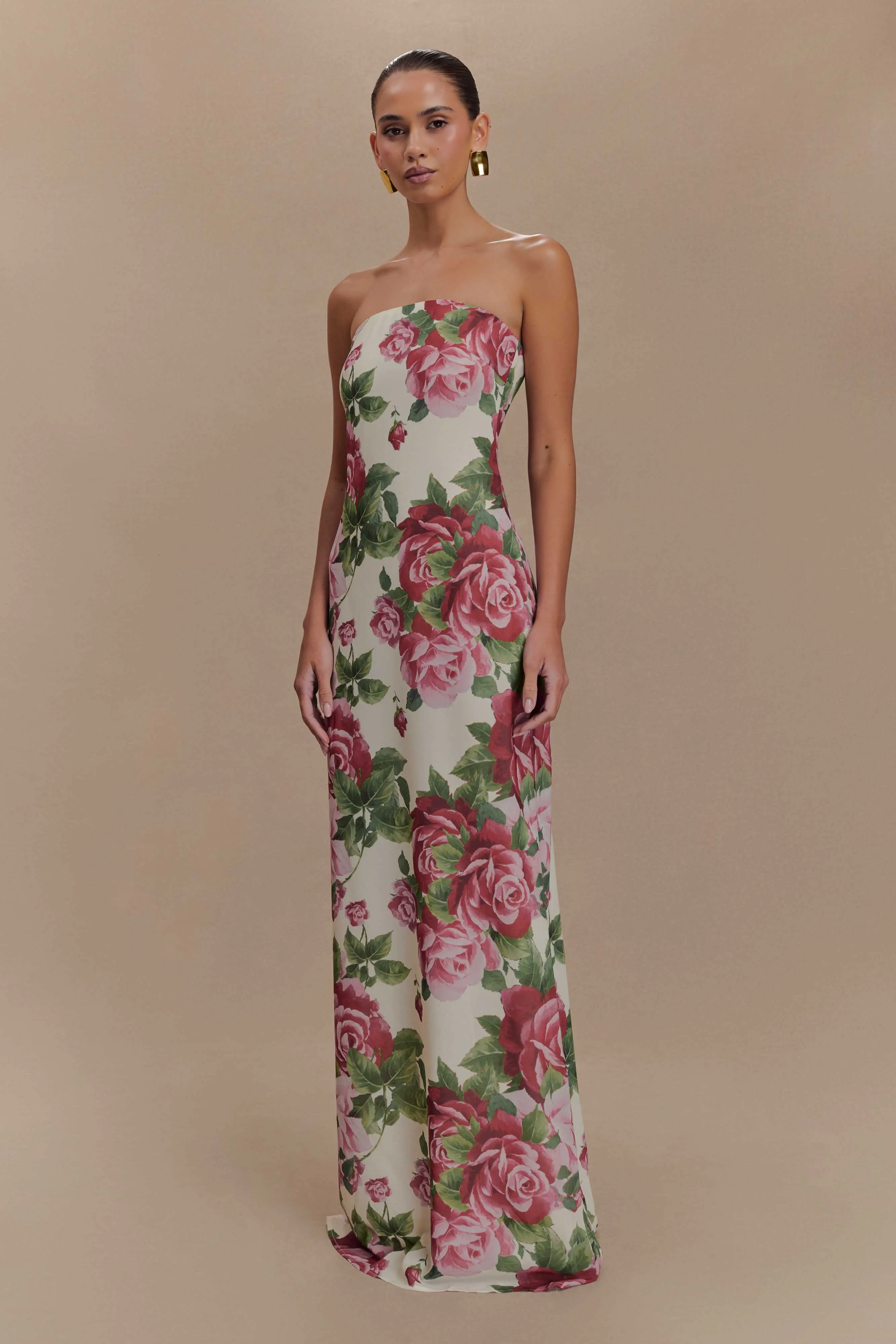 Ella Strapless Chiffon Maxi Dress - Sonia Rose Print