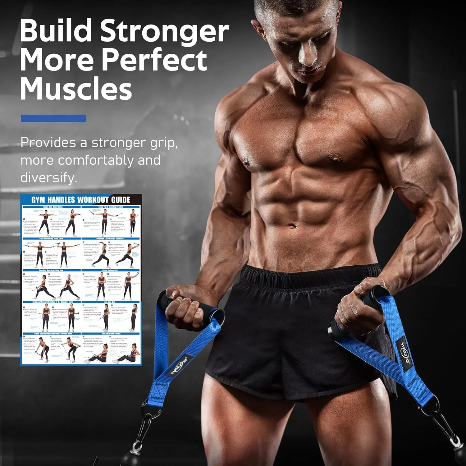 Exercise Handles, Replacement Cable Machine Attachments for Home Gym Equipment,