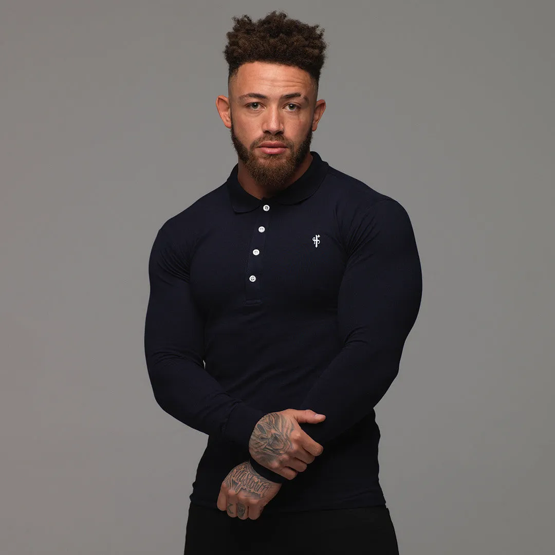 Father Sons Classic Navy Polo Long Sleeve Shirt - FSH036