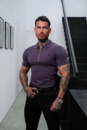 Father Sons Classic Plum and Gold Zipped Polo Shirt - FSH855