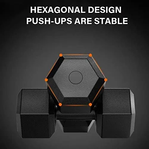 FIT & FITNESS Hex Dumbbells Set and Fitness Kit for Men and Women Whole Body Workout (BLACK-(1KG X 2))