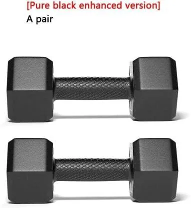 FIT & FITNESS Hex Dumbbells Set and Fitness Kit for Men and Women Whole Body Workout (BLACK-(1KG X 2))