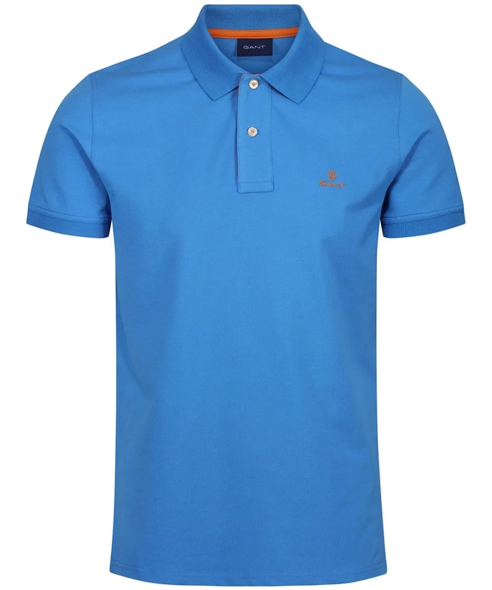 Gant Contrast Collar Pique Mid Blue