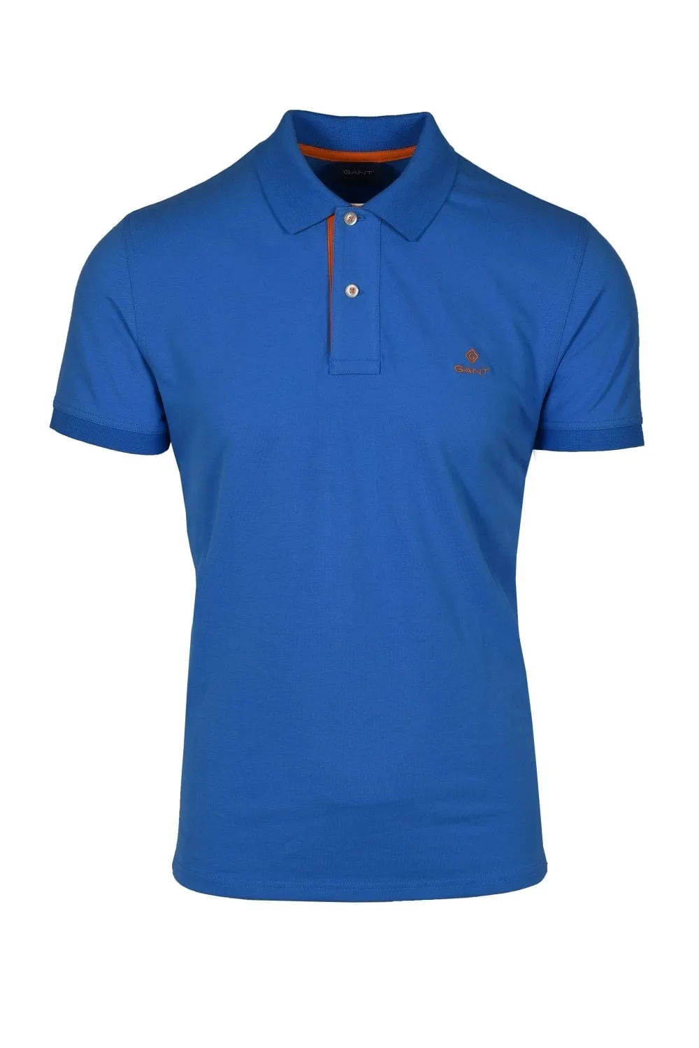 Gant Contrast Collar Pique Mid Blue