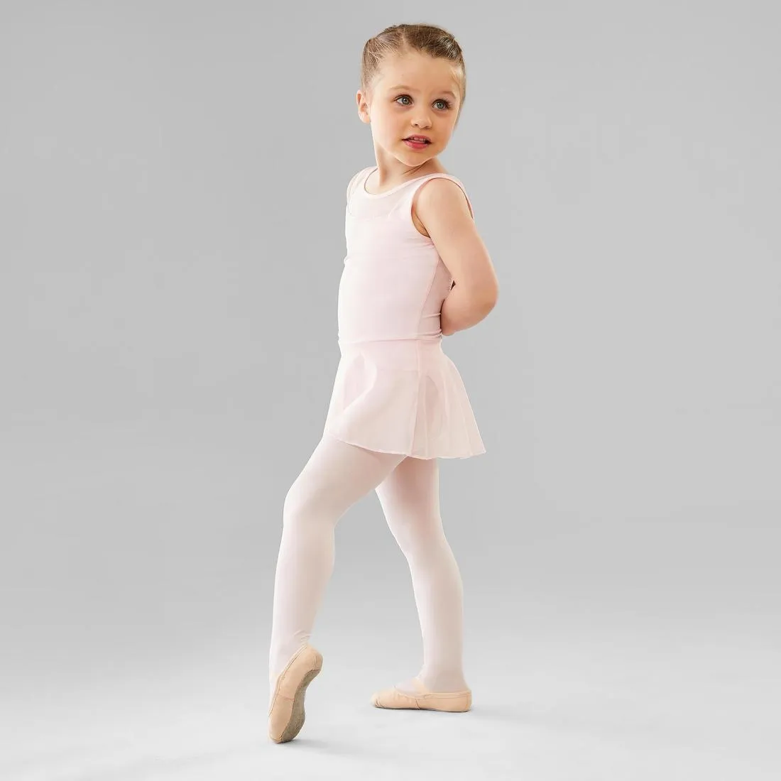 Girls' Mixed Media Ballet Skirted Leotard - Pink