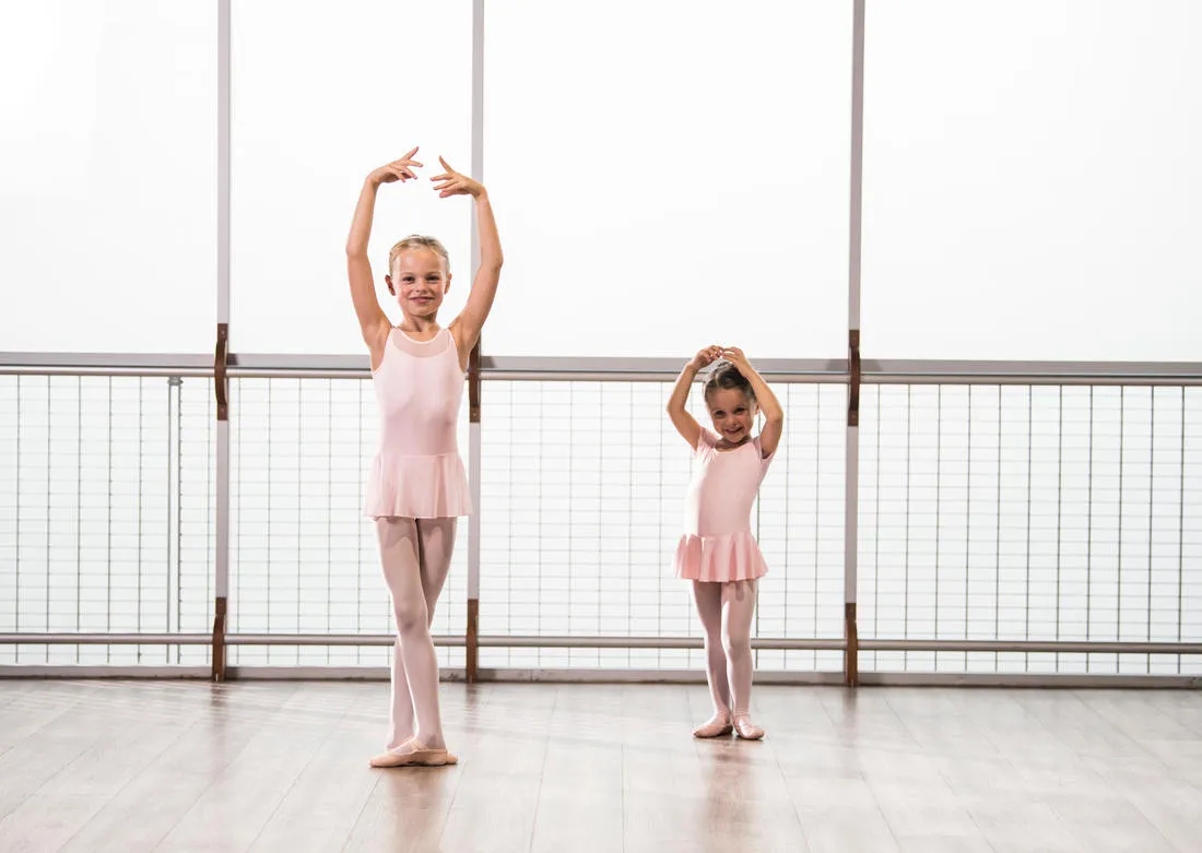 Girls' Mixed Media Ballet Skirted Leotard - Pink