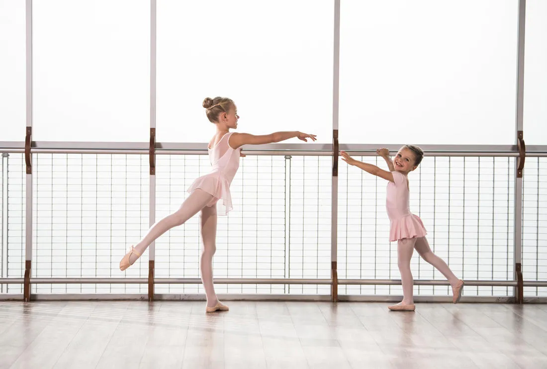 Girls' Mixed Media Ballet Skirted Leotard - Pink