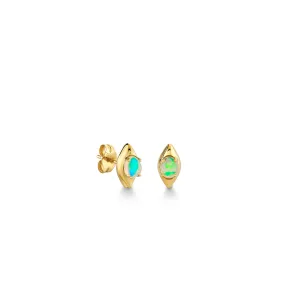 Gold & Opal Cabochon Snake Stud