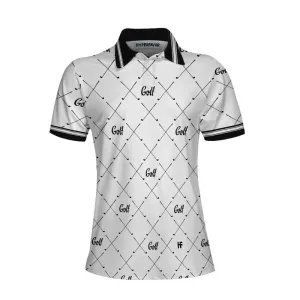 Golf In Black And White With Simple Golf Clubs Pattern Women Polo Shirt