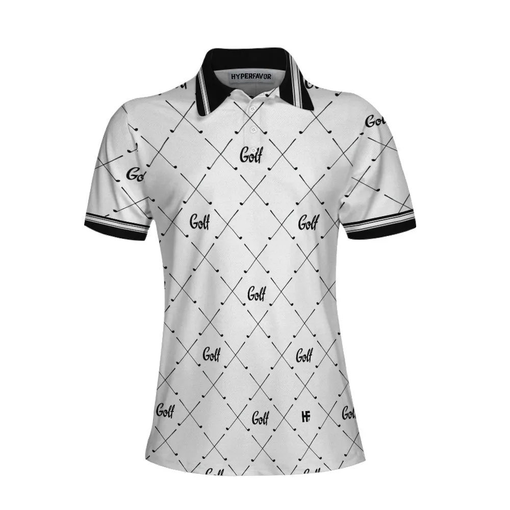 Golf In Black And White With Simple Golf Clubs Pattern Women Polo Shirt