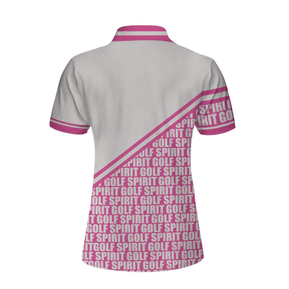 Golf Spirit In White And Pink Golf Women Polo Shirt