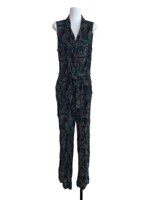 Green Floral Sleeveless Jumpsuit