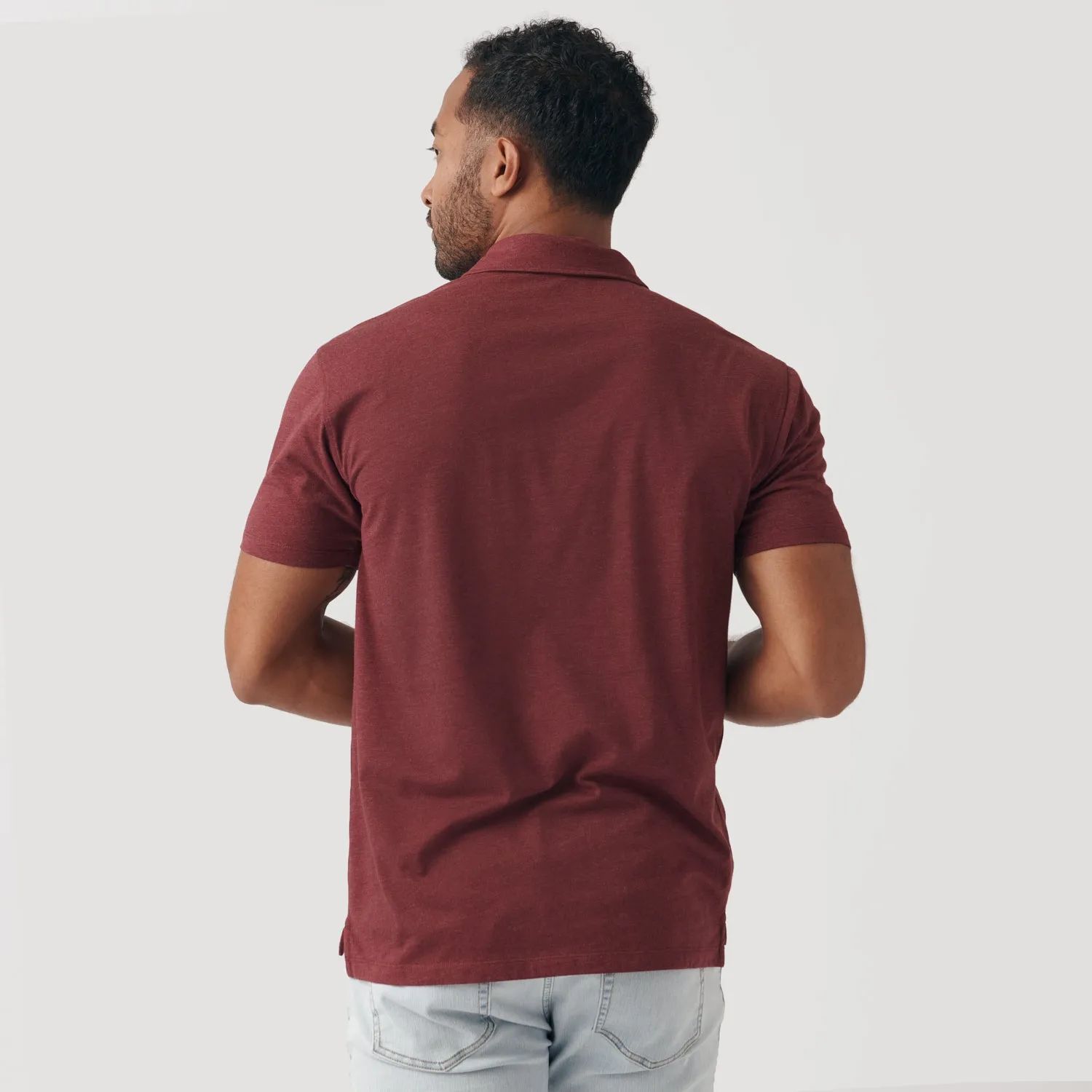 Heather Burgundy Short Sleeve Polo