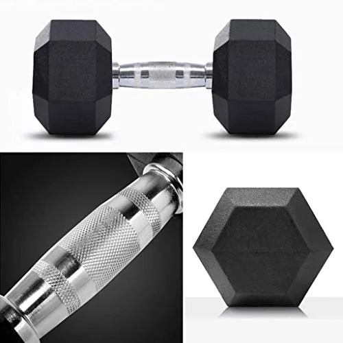 Hexa Fitness Hex Dumbbells (5 kg X 2) 10 kg Set, Fitness Heavy Duty Solid Caste Iron and Rubber Coated Material