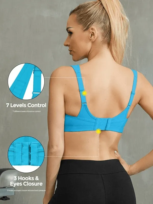High Impact Bounce Adjustable Workout Bra Blue