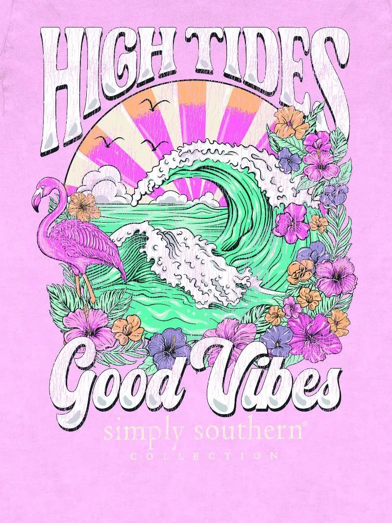 'High Tides, Good Vibes' Mineral Wash Short Sleeve Tee by Simply Southern (Ships Mid-March)