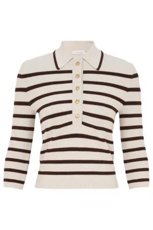 Illuminate Stripe Polo | Cream / Chocolate