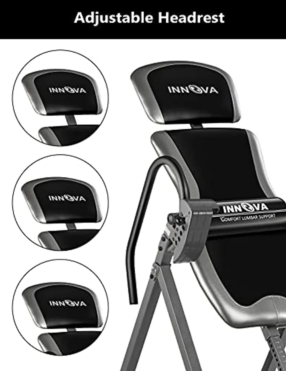 Innova Inversion Table with Adjustable Headrest, Reversible Ankle Holders, and 300 lb Weight Capacity