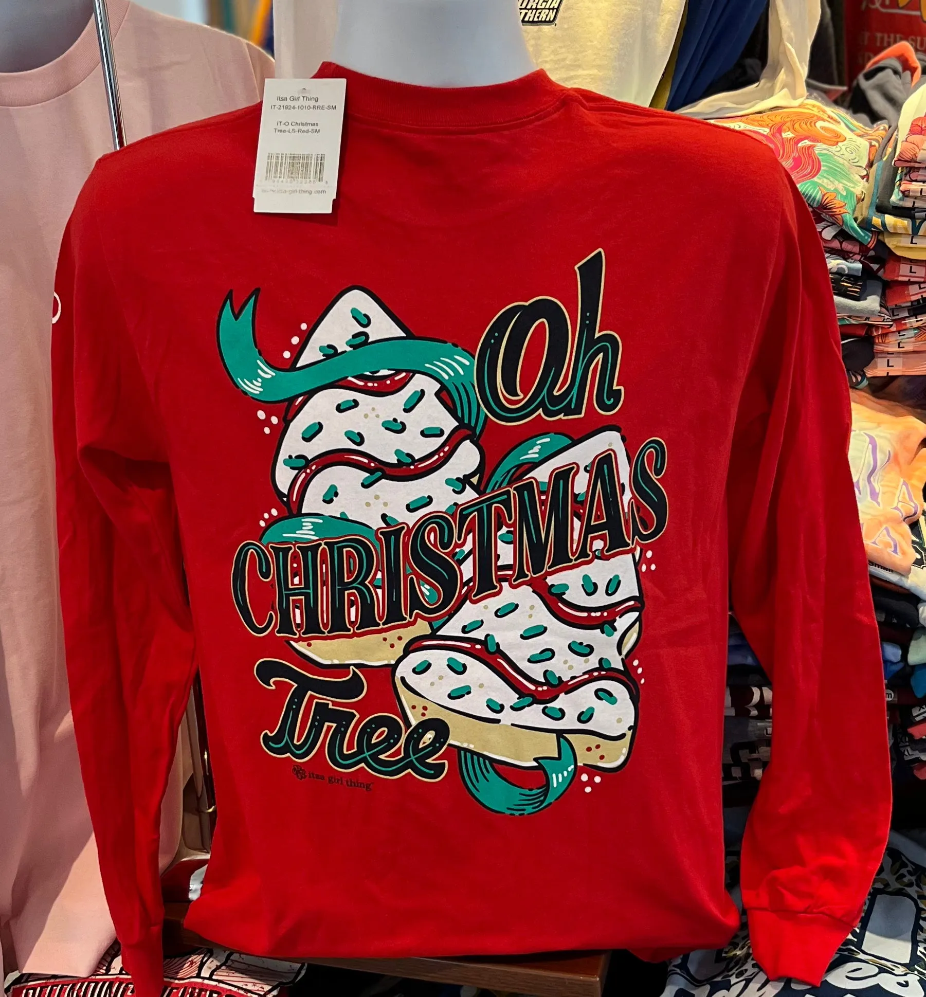 It’s A Girl Thing T-Shirt - “Oh, Christmas Tree ” (Long Sleeve Red)