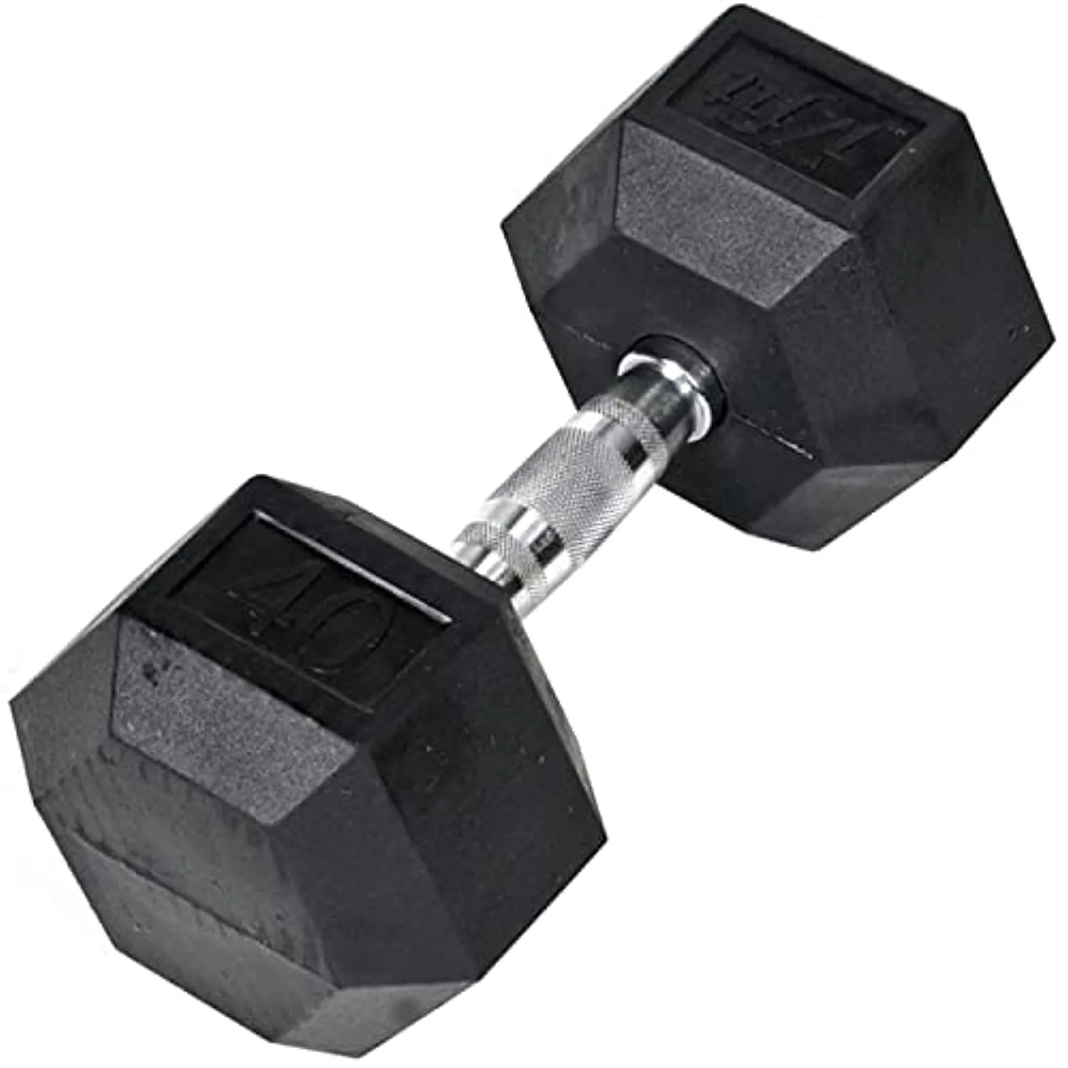 JFIT Rubber Hex Dumbbell 40 LB Single - Hex Shaped Heads to Prevent Rolling and Injury - Ergonomic Hand Weights for Exercise, Therapy, Building Muscle, Strength and Weight Training