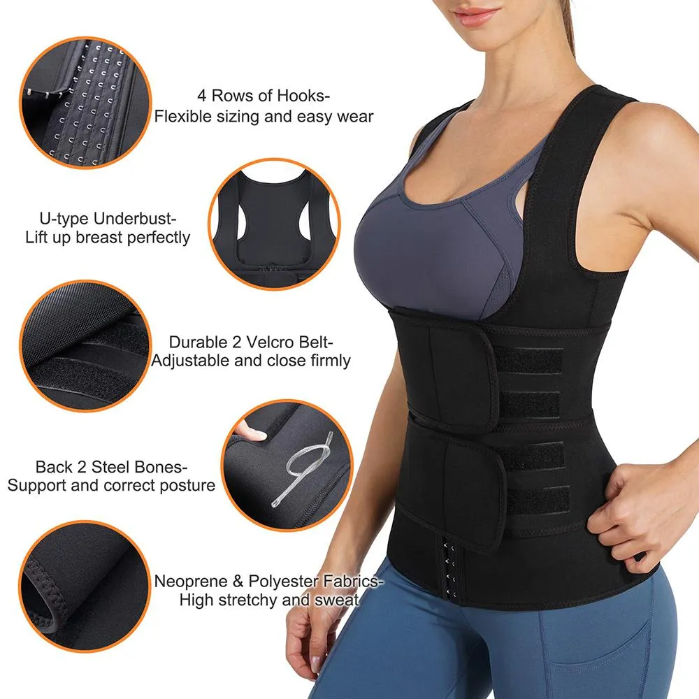 Junlan Double Straps Tummy Control  Sauna Vest