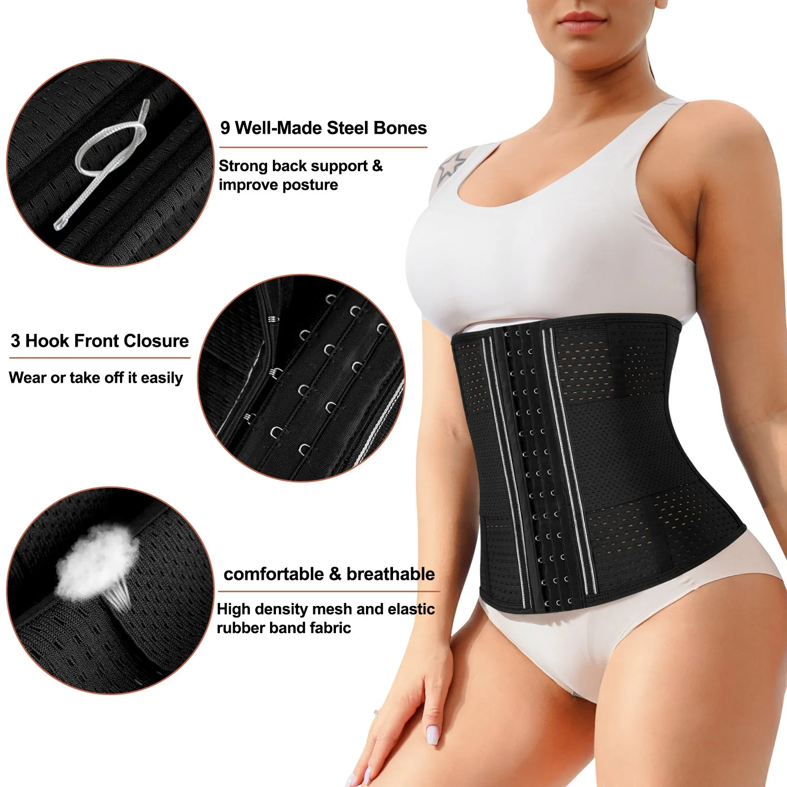 Junlan Women Workout Girdle With Control Belt