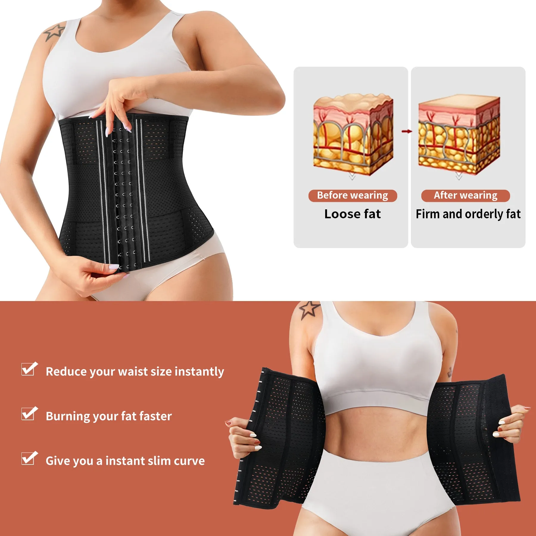 Junlan Women Workout Girdle With Control Belt
