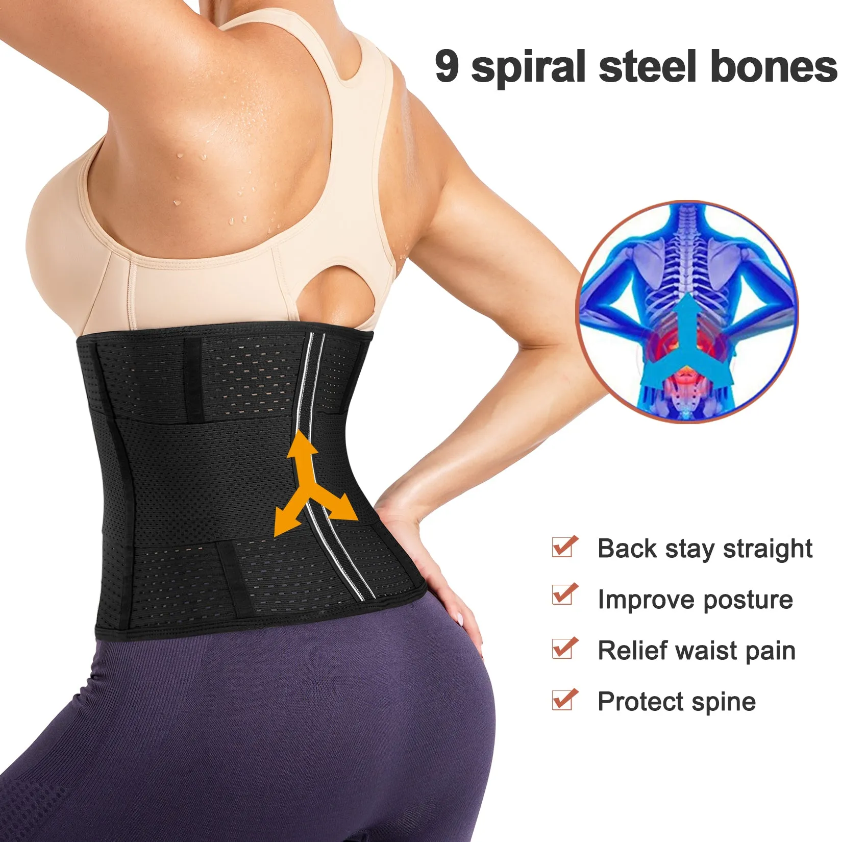 Junlan Women Workout Girdle With Control Belt