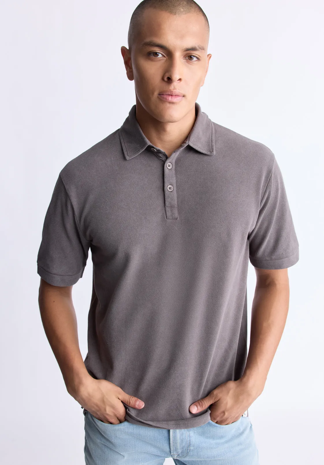 Kabold Men's Classic Polo, Charcoal - BM24515
