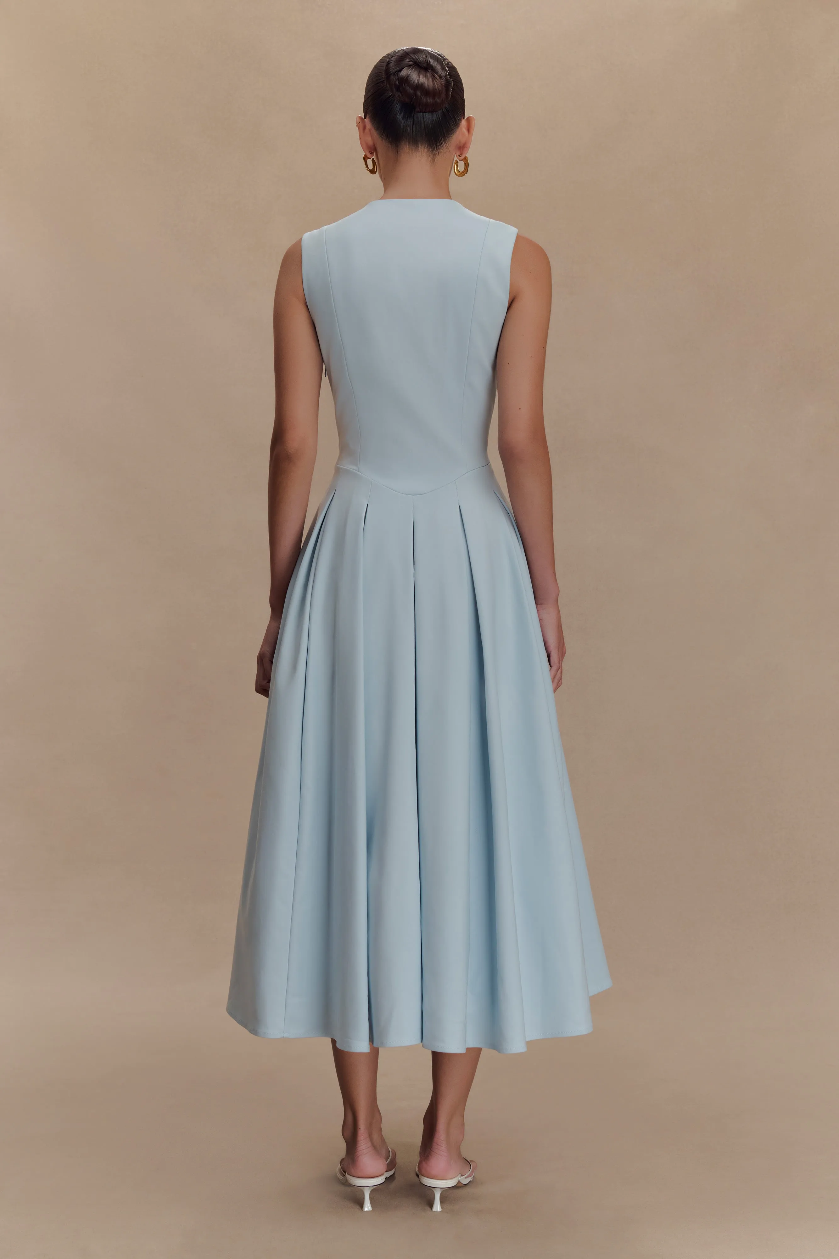 Keely Cotton Sleeveless Midi Dress - Sky Blue