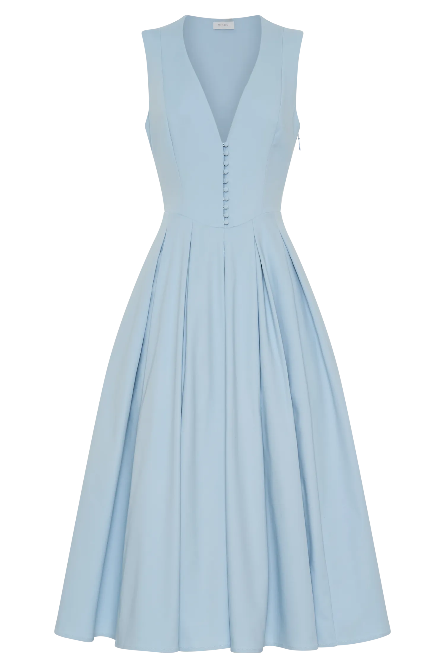 Keely Cotton Sleeveless Midi Dress - Sky Blue