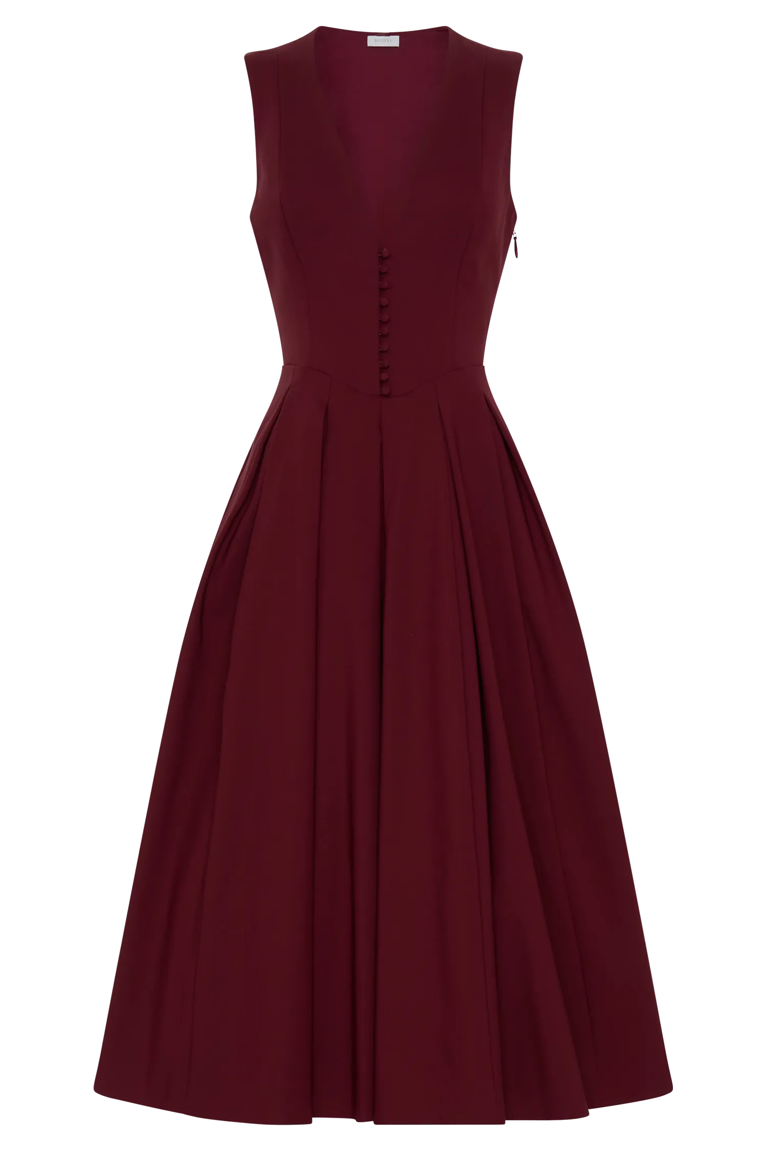 Keely Cotton Sleeveless Midi Dress - Wine