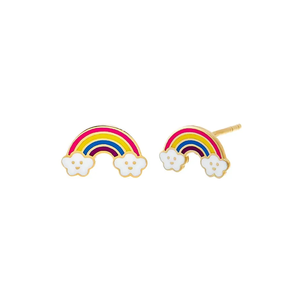 Kids Colorful Enamel Rainbow Stud Earring 14K