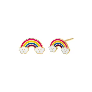 Kids Colorful Enamel Rainbow Stud Earring 14K