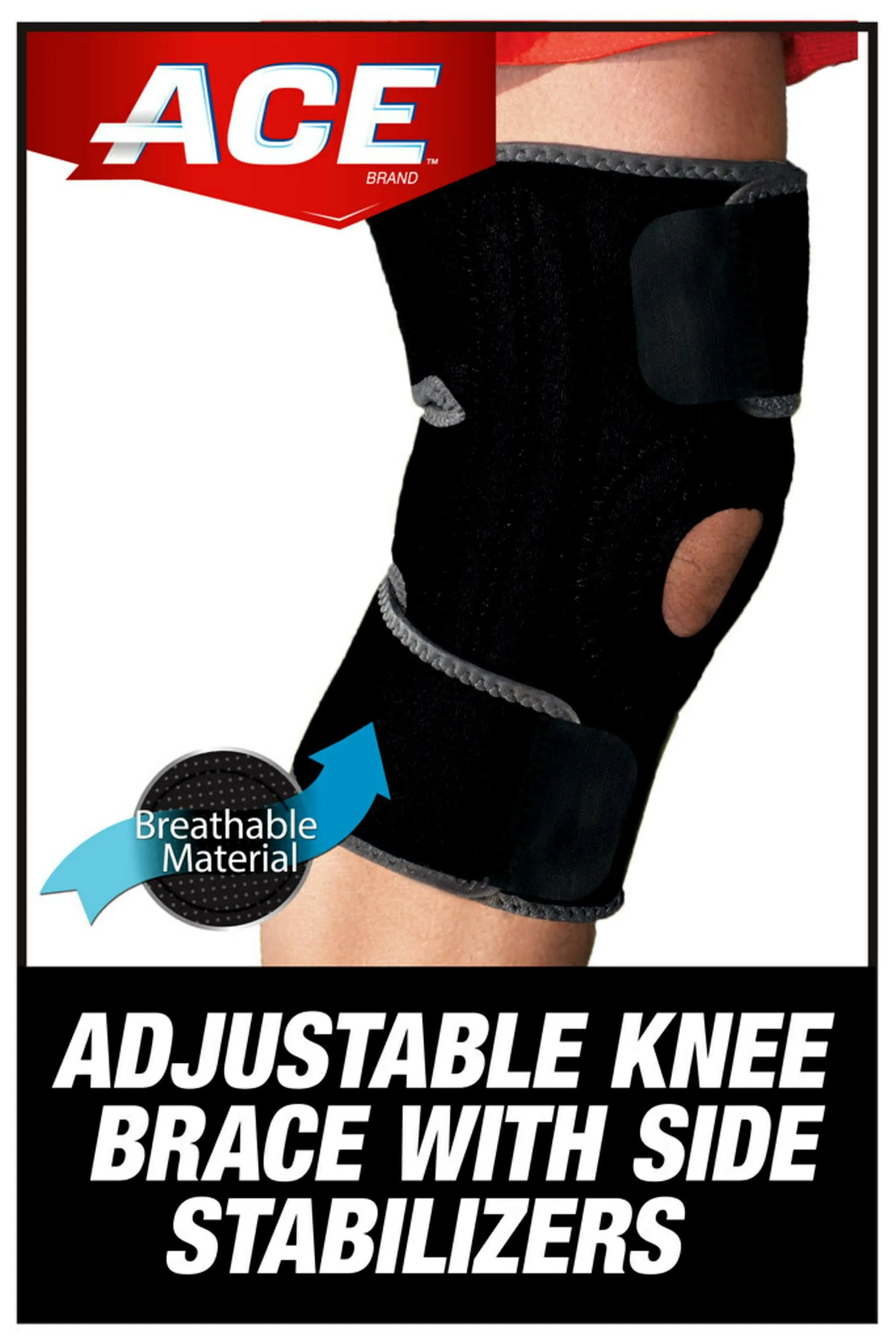 Knee Brace W/ Side Stabilizers, Easy-to-Use, Breathable