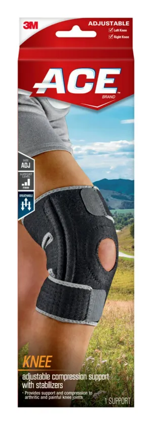 Knee Brace W/ Side Stabilizers, Easy-to-Use, Breathable