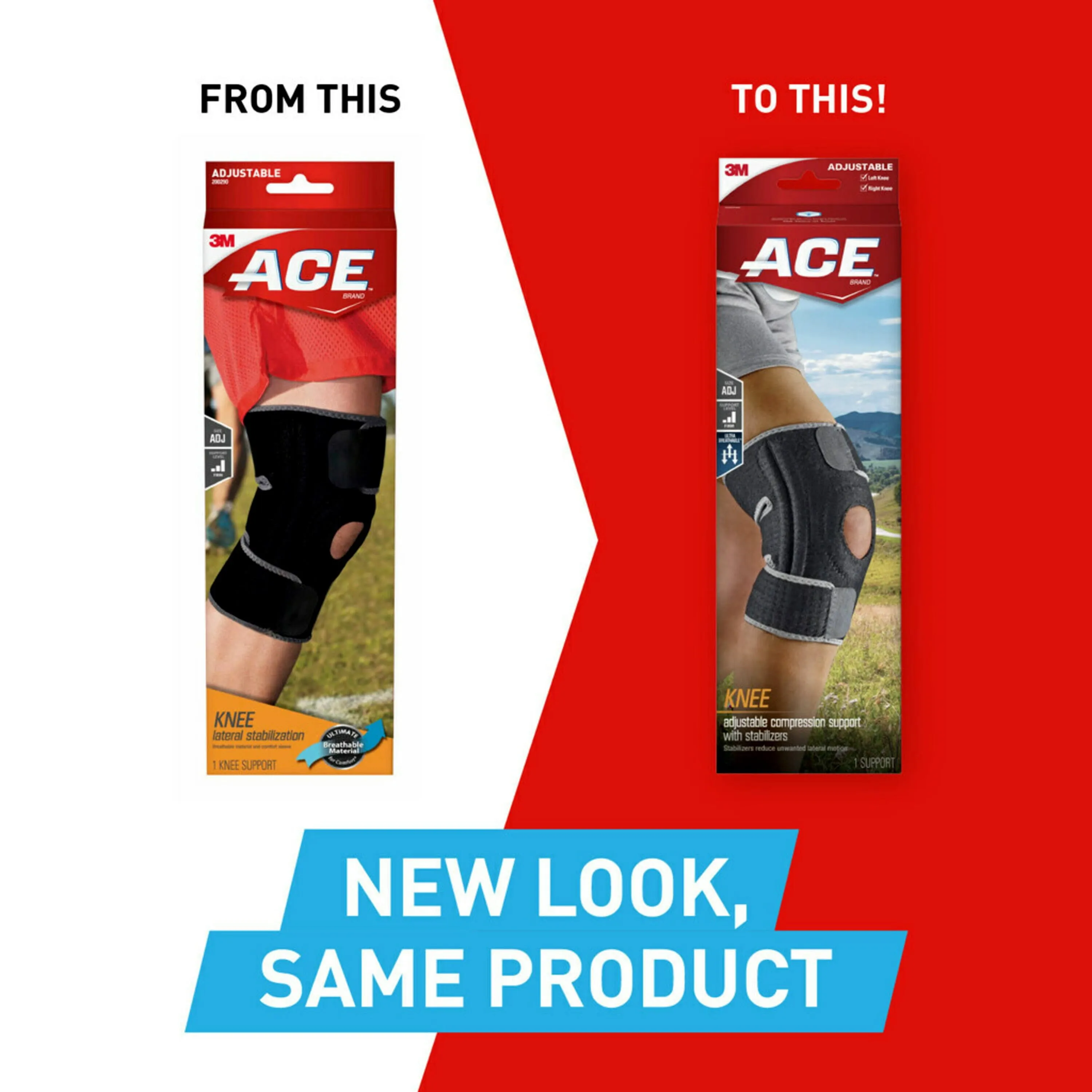 Knee Brace W/ Side Stabilizers, Easy-to-Use, Breathable