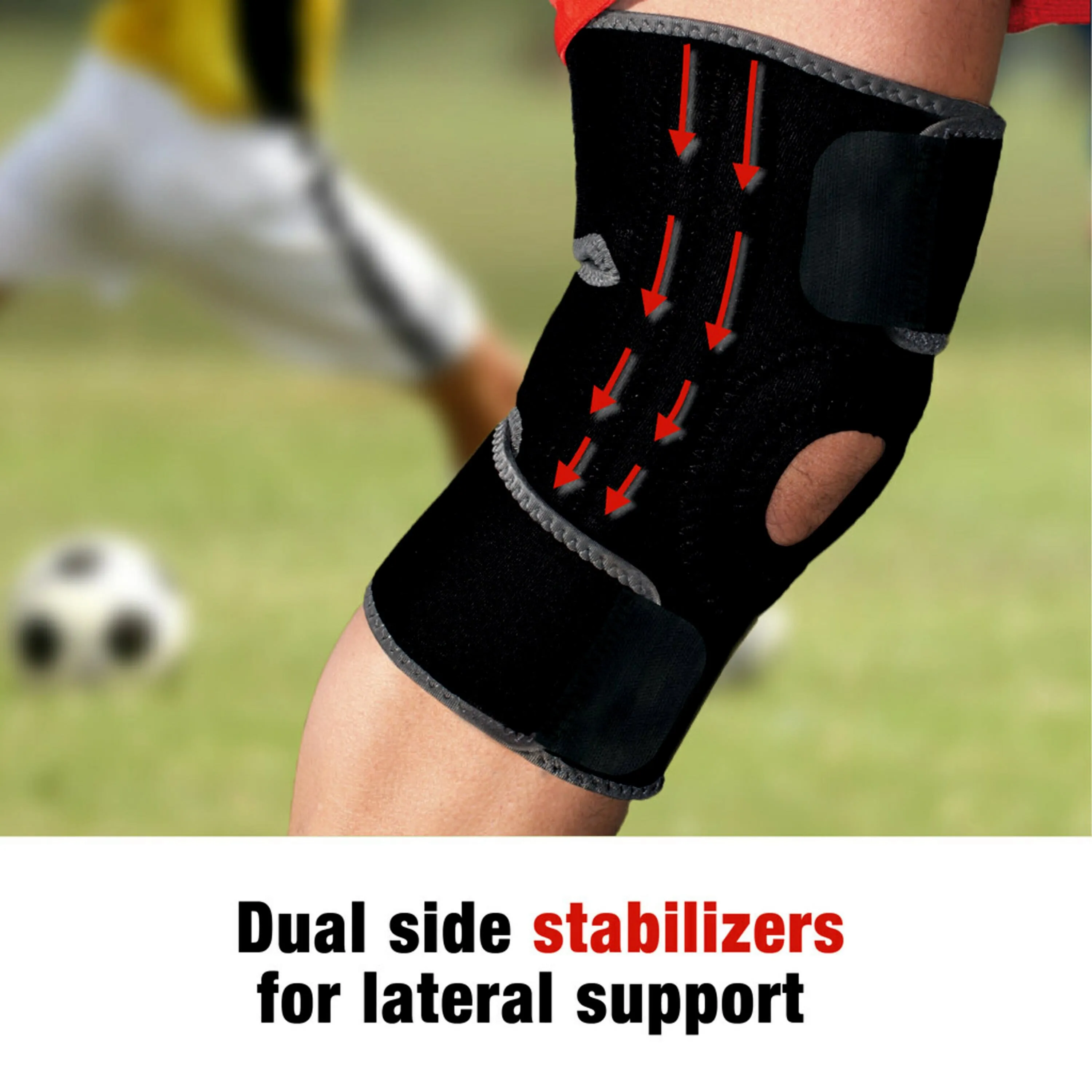Knee Brace W/ Side Stabilizers, Easy-to-Use, Breathable