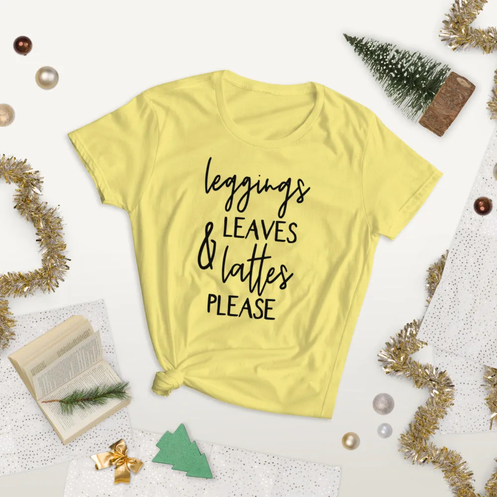 Leggins and Lattes Womens Funny T-Shirt